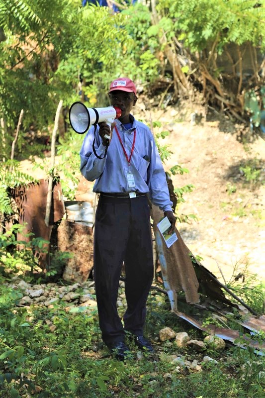Man using megaphone