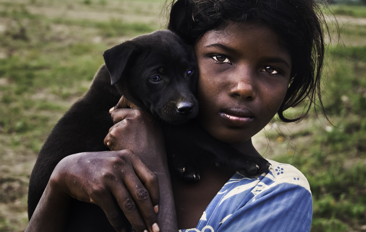 Indian girl and dog