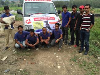 Team with ambulance