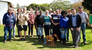 Some members of the R.A.B.I.E.S. (Rabies Awareness Body In Eshowe) group with Mr Kevin Le Roux & Mr. Daniel Stewart - global experts on rabies.