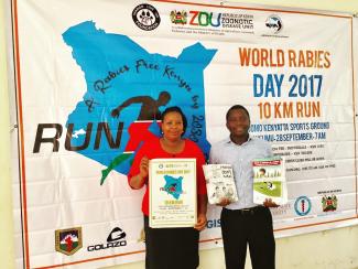 Dr. Tiony and Dr. Mwatondo during the World Rabies Day 10 KM run launch