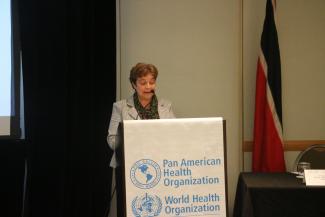 Dr. Alexandra Vokaty (PAHO) welcomes participants to the workshop