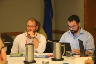 Dr. Clint Morgan (left) and Dr. Ryan Wallace (right) from the Rabies Program, Centers for Disease Control and Prevention (USA) during workshop presentations