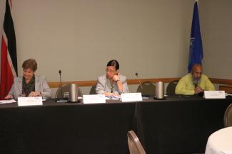 Opening Ceremony Head table panel (left to right): Dr. Alexandra Vokaty (PAHO Subregional Advisor in Veterinary Public Health), Dr Bernadette Theodore-Gandi (PAHO/WHO Representative for Trinidad and Tobago), Dr. Saed Rahaman (Director, Veterinary Public Health Unit, Ministry of Health, Trinidad and Tobago)