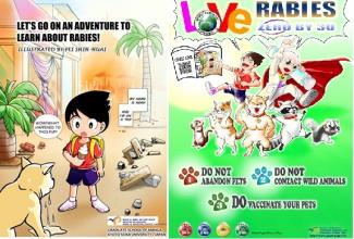 The 24 pages manga “Let’s Go on an Adventure to Learn about Rabies” in English versions and the English poster produced by Miss Shih-Huai Fei.