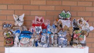 Folk Art Cats Encourage All to Help Stop Rabies! Spay! Neuter! Vaccinate! 