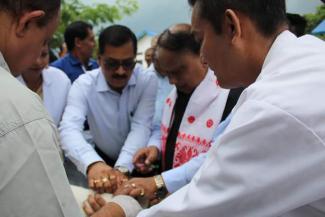 Inaugurating the programme, honourable Vice Chancellor, AAU, Dr K M Bujarbaruah Has delivered the first shot of ARV to a pet dog. 