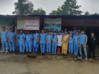 Vaccination camp outside college campus: the team