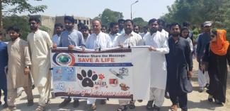 World Rabies Day Walk at Sindh Agriculture University Tandojam,Sindh,Pakistan.In the Leadership of Professor Noor M Soomro Dean Faculty,Professor Akeel Memon,Dr Housh Muhammad solangi