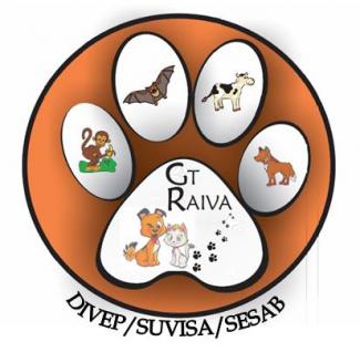 Logomarca do Grupo Técnico da Raiva que resume as espécies acometidas com a raiva e as Instituições atuantes trabalham com a Vigilância Epidemiológica da Raiva.