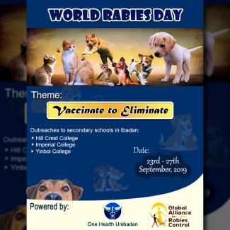 World Rabies Day Outreaches to high schools in the state with the central theme- VACCINATE TO ELIMINATE.