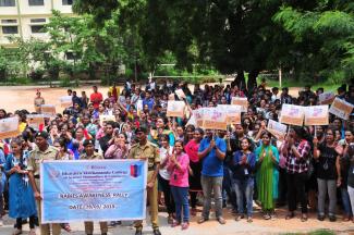 students participating in the Rally 