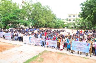 students participating in the Rally 