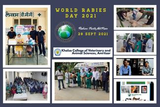 World Rabies Day 2021 celebration at KCVAS, Amritsar. Free Vaccination drive at Green Avenue and Khalsa Veterinary College Hospital was organized. Awareness talk on Rabies: Facts not Fear was shared among the school children of Sri Guru Harkrishan Public School, Chief Khalsa Diwan Charitable Society, Basant Avenue, Amritsar, Punjab 