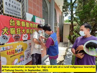 Rabies vaccination campaign for dogs and cats at a rural indigenous township of Taitung County in September, 2021. 