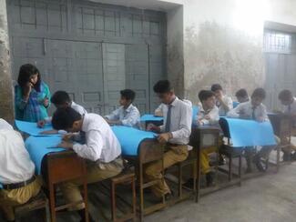 Drawing competition at Muslim Government high School Lahore
