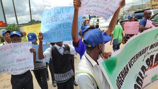 Rabies Awareness Road Walk in by Nigeria Veterinary Medical Association NVMA - Imo Chapter in collaboration with Senior Secondary School Students of Government Technical College Owerri; members of Imo Kennel Club; and members Dog Breeders Association, Imo