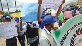 Rabies Awareness Road Walk in by Nigeria Veterinary Medical Association NVMA - Imo Chapter in collaboration with Senior Secondary School Students of Government Technical College Owerri; members of Imo Kennel Club; and members Dog Breeders Association, Imo 