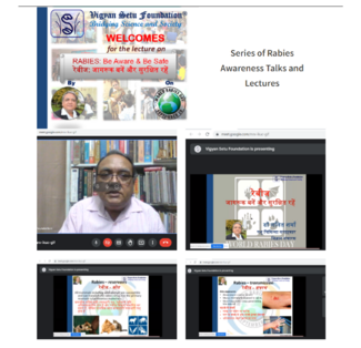Screenshots of virtual Lecture Series conducted on raising awareness about Rabies by Vigyan Setu Foundation