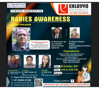 Flyer of webinar conducted on Rabies by Dr Lalit Kumar Sharma, Managing Trustee, Vigyan Setu Foundation