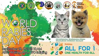 10:00 AM to 12:00 PM ABTC Waiting Area, 5th Floor, OPD/PHU Building 10 vouchers for Free 1 Dose of Anti-Rabies Vaccine  In collaboration with: Medical Social Service; 1 PM Onwards Events Center, Waltermart San Fernando Free Rabies Vaccination for first 200 registered pets via bit.ly/WorldRabiesDay2023 Lay Forum Games- Giveaways In collaboration with: City Agricultural and Veterinary Office of the City of San Fernando, CL-CHD DOH
