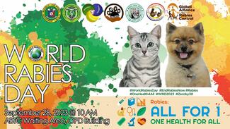 10:00 AM to 12:00 PM ABTC Waiting Area, 5th Floor, OPD/PHU Building 10 vouchers for Free 1 Dose of Anti-Rabies Vaccine In collaboration with: Medical Social Service; 1 PM Onwards Events Center, Waltermart San Fernando Free Rabies Vaccination for first 200 registered pets via bit.ly/WorldRabiesDay2023 Lay Forum Games- Giveaways In collaboration with: City Agricultural and Veterinary Office of the City of San Fernando, CL-CHD DOH