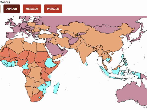 Passer sur un pays dans la carte mondiale de la page "Où nous travaillons" montre l'engagement de ce pays avec GARC.