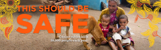 End Rabies Now campaign. Family and dog - this should be safe.
