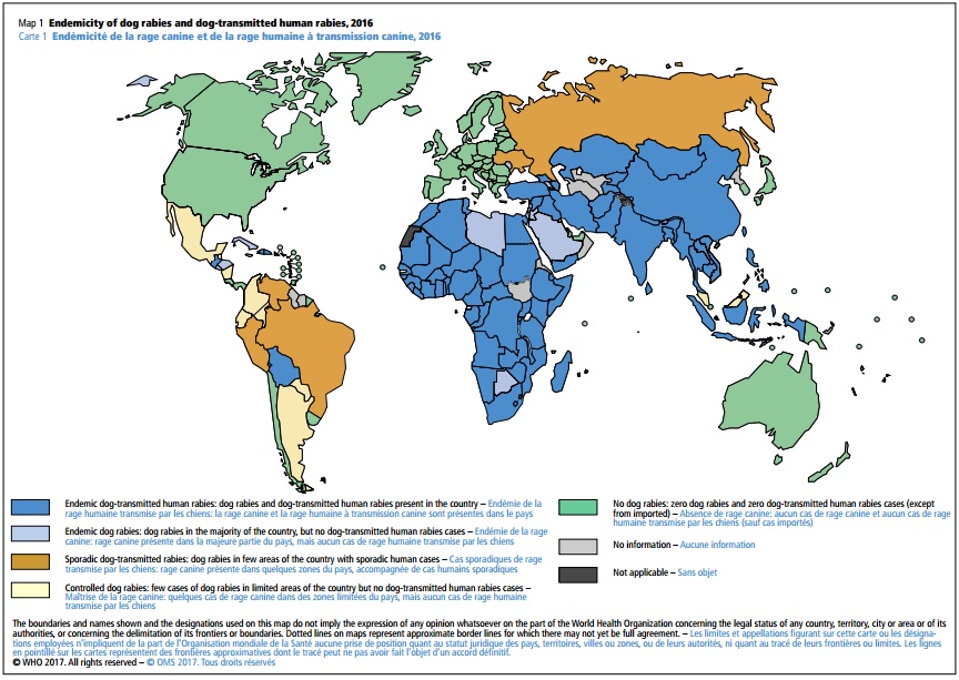 Rabies Map Of The World - Map of world