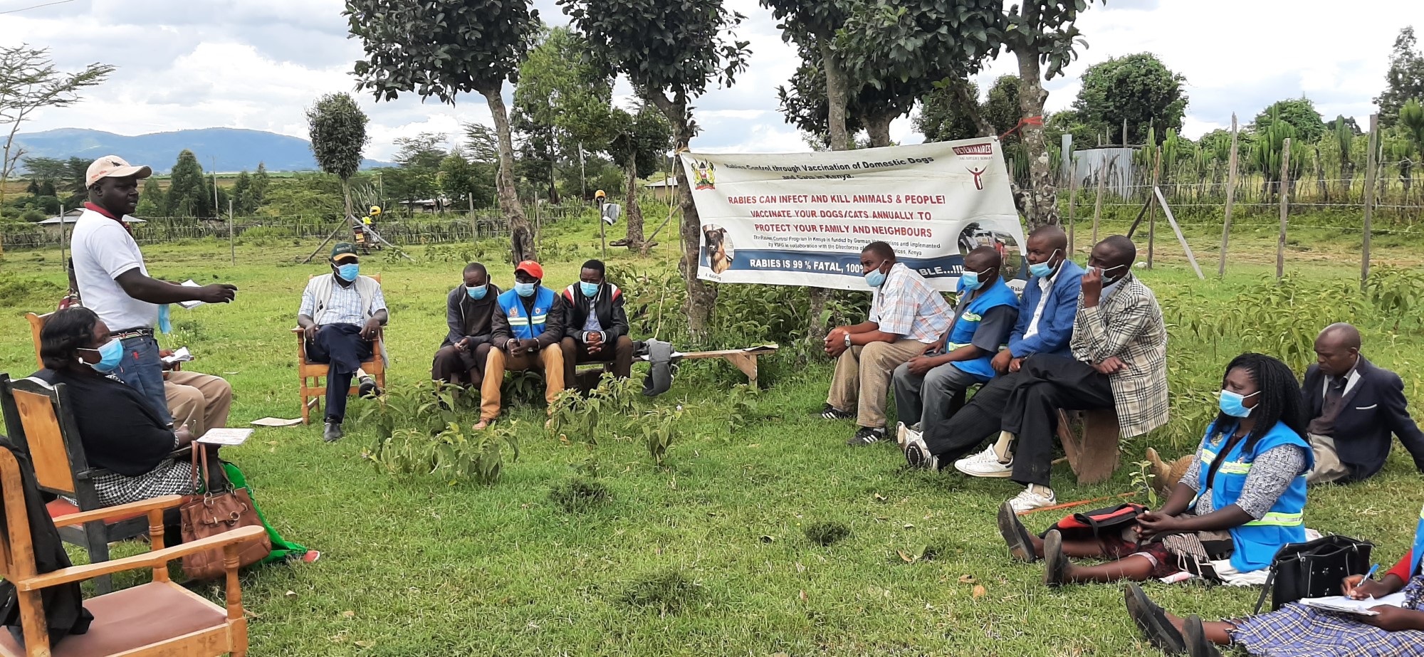 The VSF-G vaccination team is briefed by the project coordinator. Kenya